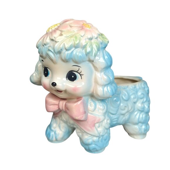 Vintage Rubens Blue Anthropomorphic Lamb Ceramic Planter Japan - Picture 1 of 8